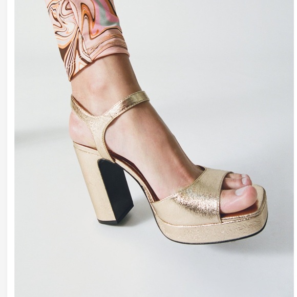 Zara gold platform heels Clearance